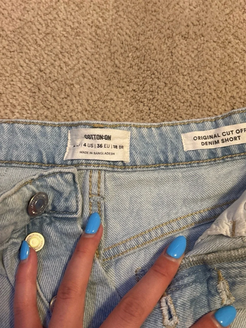 Cotton On Light Blue Distressed Denim Shorts